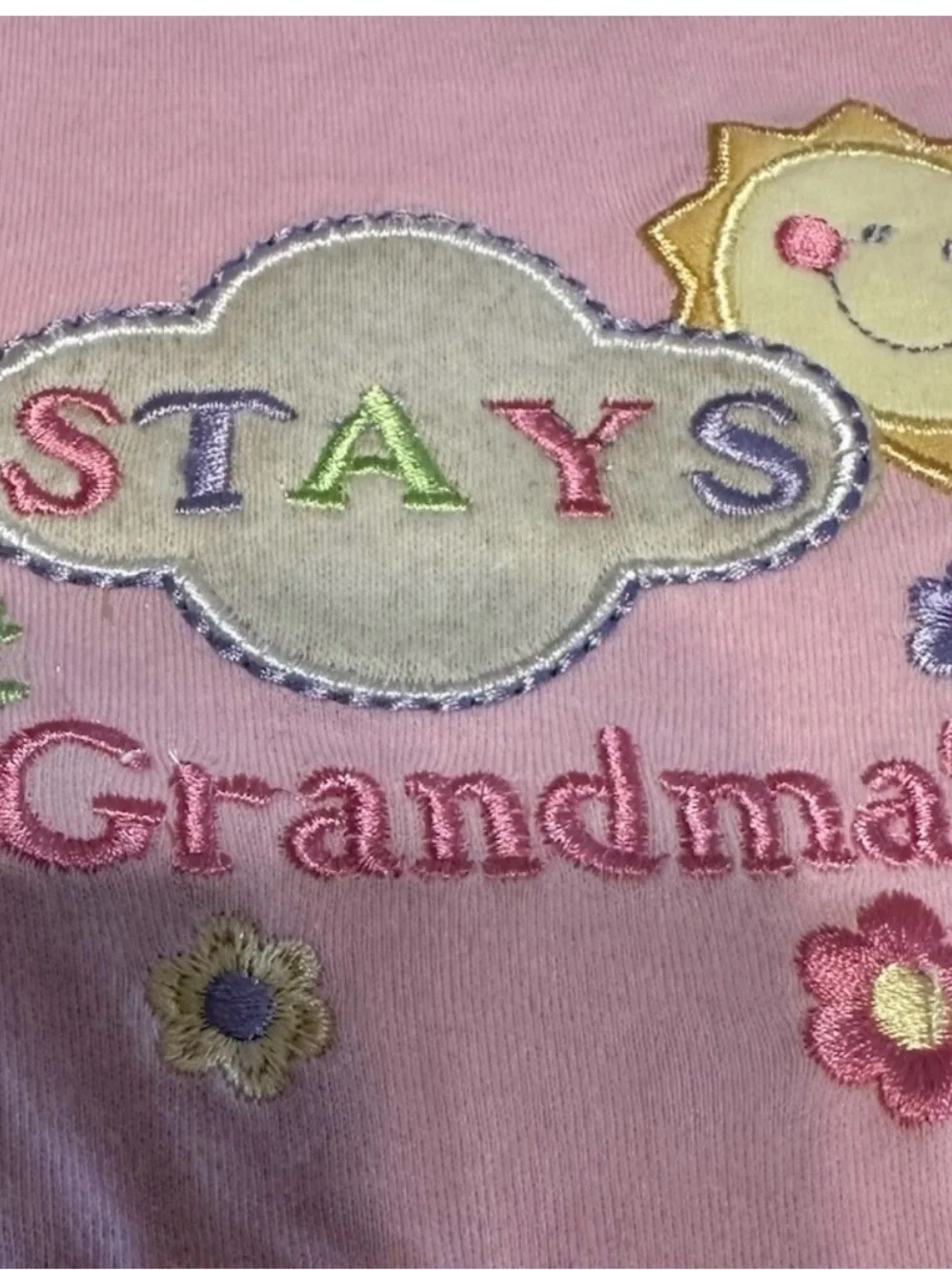 NWT Baby Essentials Girls 9M Pink Grandma Bodysuit One Piece Embroidered